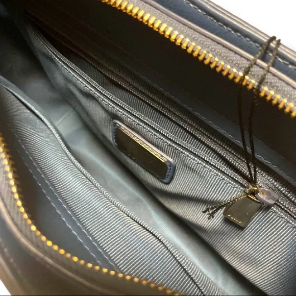 Furla Blue Leather Chain Tote Shoulder Bag with Gold Hardware - Picture 4 of 11